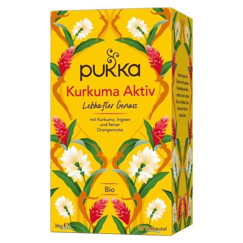 Pukka Pukka Bio-Kräutertee Kurkuma Aktiv, mit feiner Orangennote, 20 Teebe - Produktbild