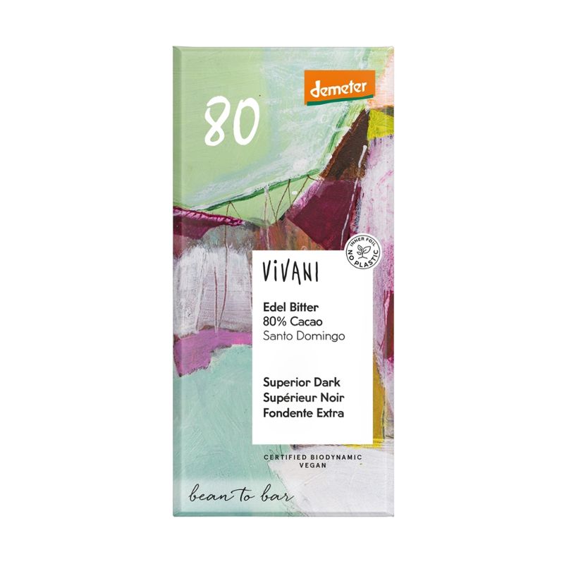 Vivani Edel Bitter Schokolade 80 % Cacao Santo Domingo - Produktbild