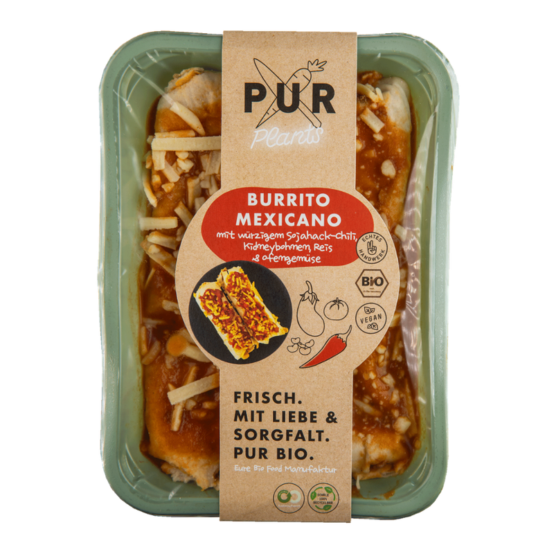 PUR PLANTS  PUR Burrito Mexicano mit Sojahack-Chili, Kidneybohnen, Reis und Ofengemüse - Produktbild