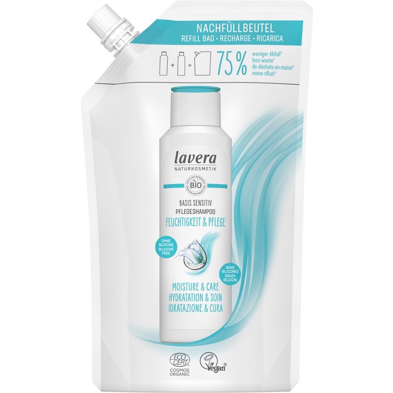 lavera Nachfüllbeutel Pflegeshampoo basis sensitiv Feuchtigkeit & Pflege - Produktbild