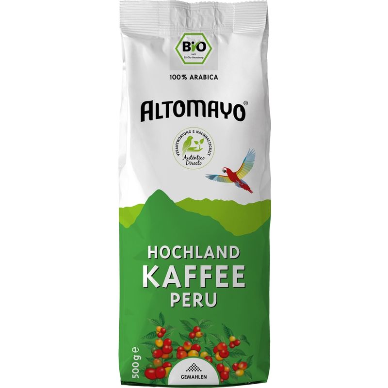 Altomayo ALTOMAYO - Bio Hochland Kaffee Peru, gemahlen, 500g Beutel - Produktbild