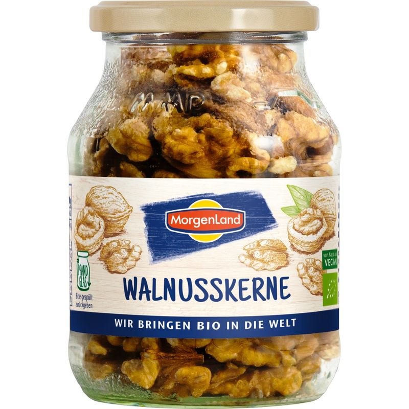 MorgenLand 170g, Pfandglas (groß), Walnusskerne, naturbelassen, BIO (MorgenLand) - Produktbild