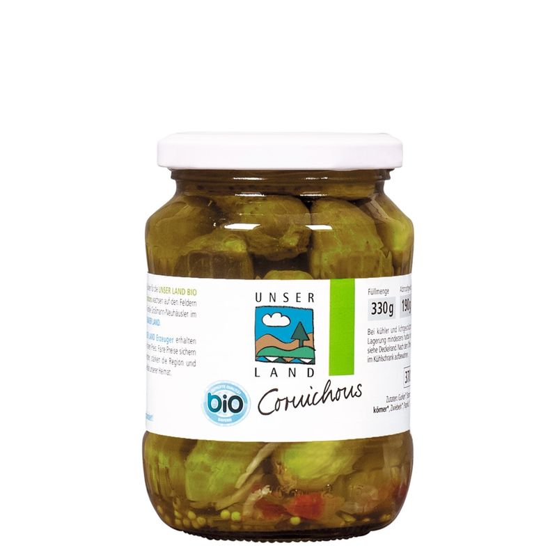 UNSER LAND UNSER LAND Bio Cornichons, BayBio, 330g Glas - Produktbild