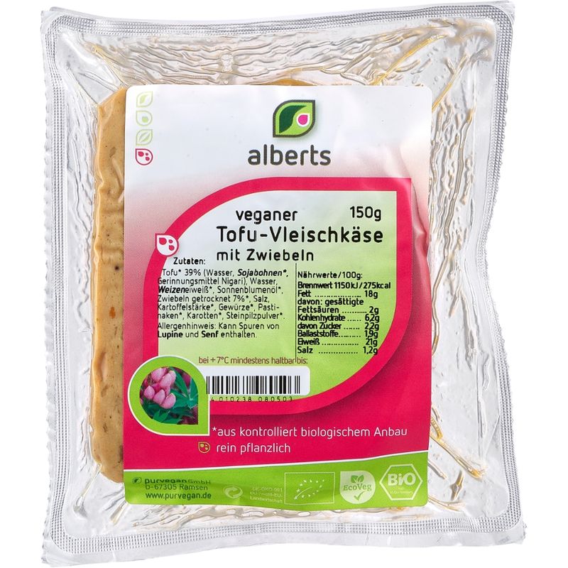 Alberts veganer Tofu-Vleischkäse mit Zwiebeln - Produktbild