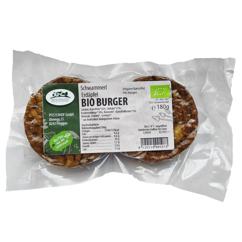 Pfisterhof PFISTERHOF SCHWAMMERL ERDÄPFEL BIO BURGER kbA 180g - Produktbild