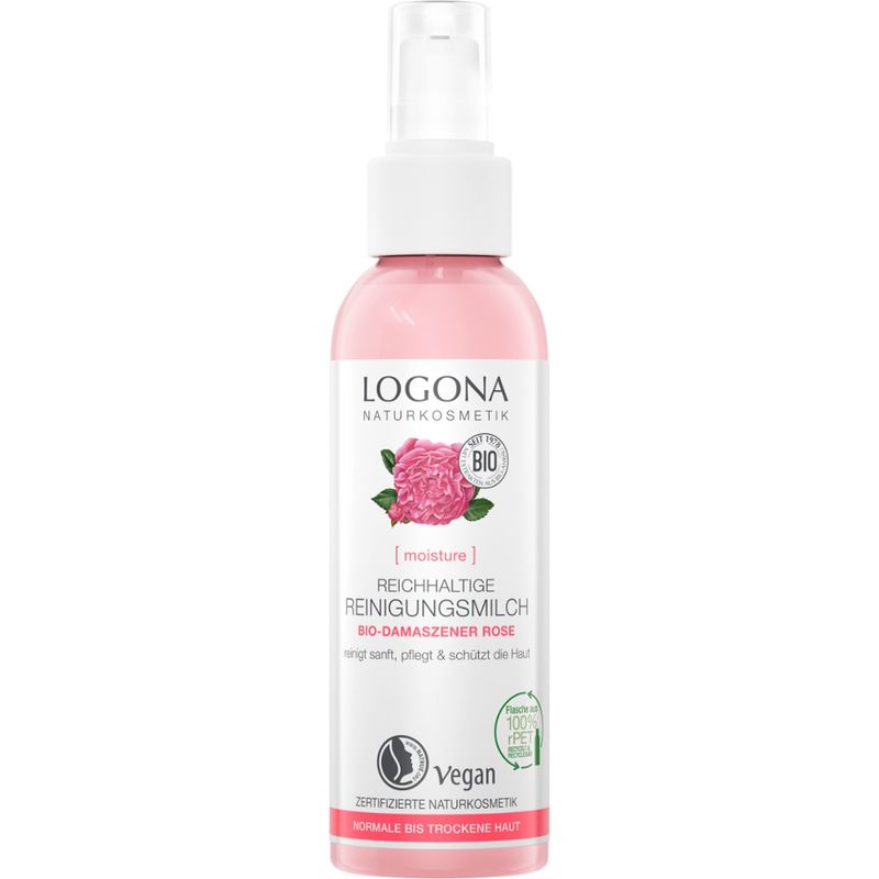 Logona MOISTURE Reichhaltige Reinigungsmilch Bio-Damaszener Rose - Produktbild
