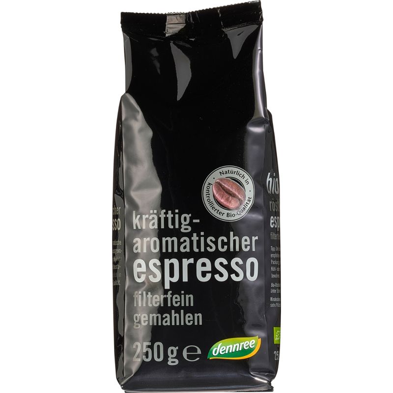 dennree Kräftig-aromatischer Espresso, filterfein gemahlen - Produktbild