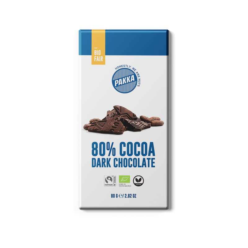 Pakka Dunkle Schokoladentafel, 80%, Bio & Fairtrade, 80g - Produktbild