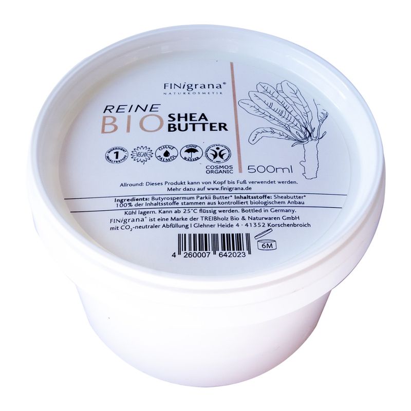 FINigrana® Naturkosmetik FINigrana® SheaBurkina, 100% Reine Bio-Sheabutter, 500ml in PE-Dose - Produktbild