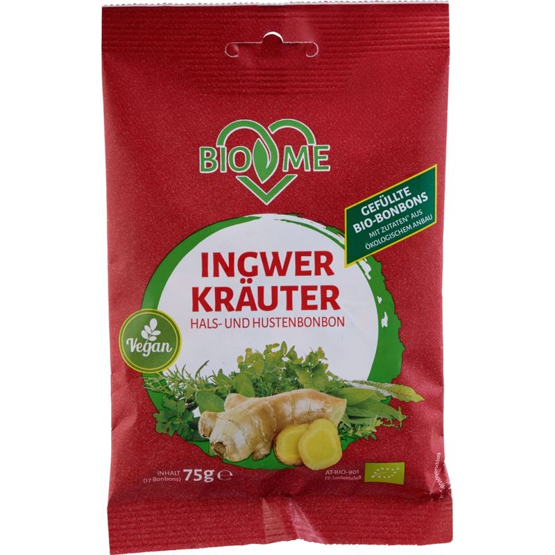 BIO loves Me Gefüllte Bio Bonbons mit Ingwer-Kräuter Geschmack - Produktbild
