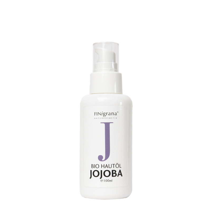 FINigrana® Naturkosmetik FINigrana® Bio Jojoba-Haut-Öl, "Gold" - kaltgepresst, 100ml in Opalglasflasche mit Lotionspumpe und Licht & Transport Schutz Kartonröhre - Produktbild