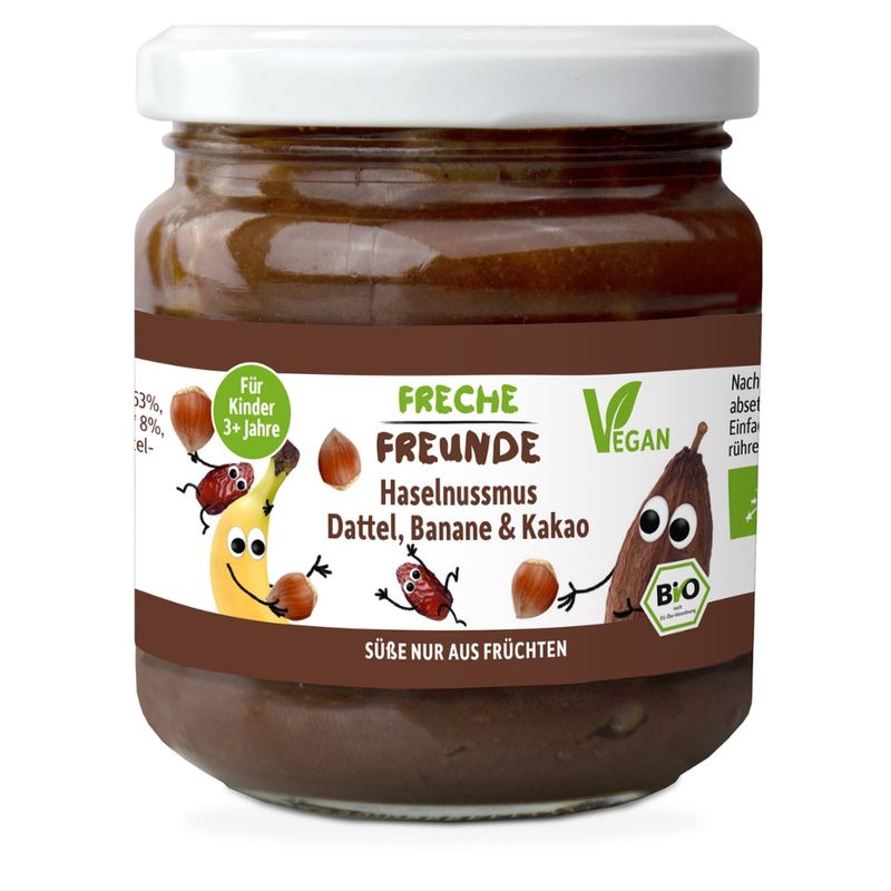 Freche Freunde Freche Freunde Bio Haselnussmus Dattel, Banane & Kakao 180 g - Produktbild