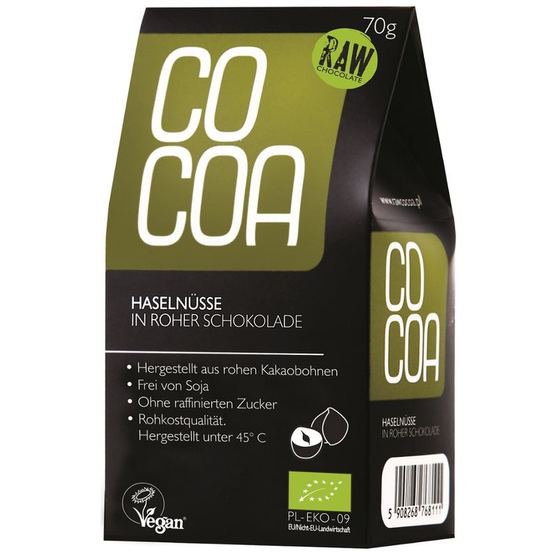 Cocoa Cocoa Haselnüsse in premium bean-to-bar Schokolade, raw & vegan - Produktbild