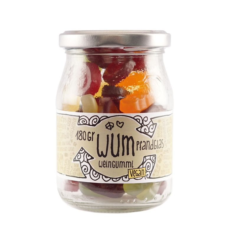 GUTDING WUM - Bio-Weingummi vegan mit Ananas-, Apfel-, Cassis-, Zitronen-, Himbeer- &, Orangengeschmack im Pfandglas - Produktbild