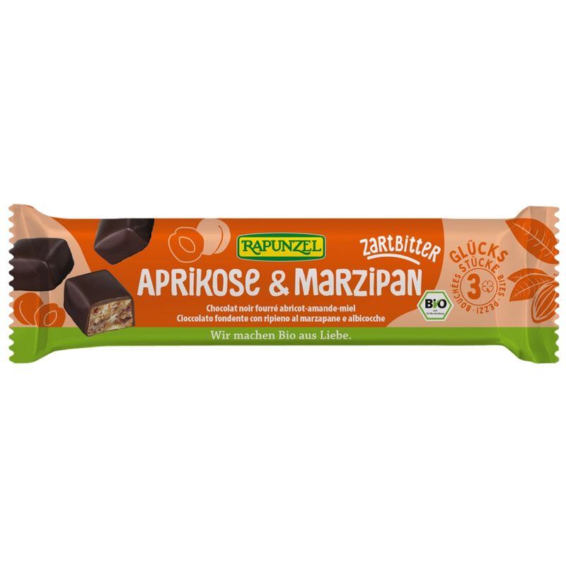 Rapunzel Glücksstücke Aprikose & Marzipan Zartbitter - Produktbild