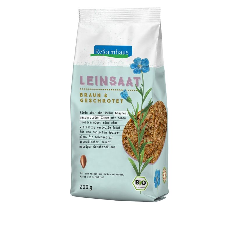 Reformhaus Leinsaat, braun, geschrotet, bio - Produktbild