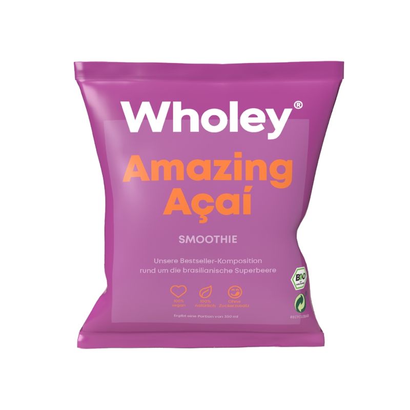 Wholey Wholey Amazing Açaí ready-to-blend Smoothie aus schockgefrorenen Bio-Zutaten  100 % bio, vegan und glutenfrei - Produktbild