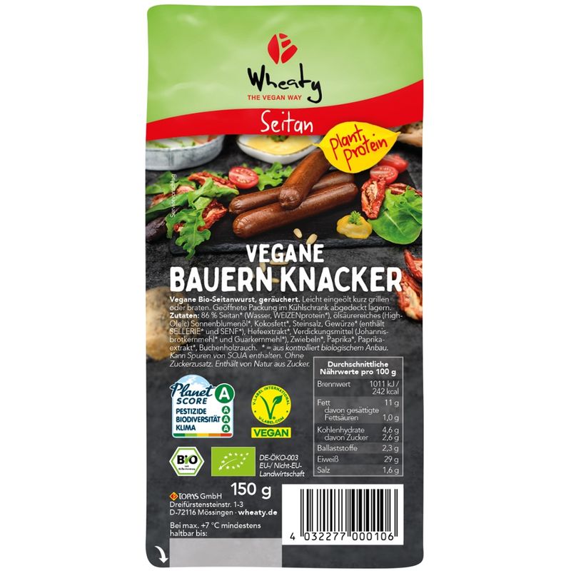 Wheaty Vegane Bauern Knacker - Produktbild