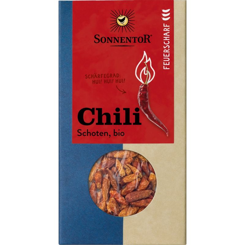 Sonnentor Chili feuerscharf Schoten ganz, Packung - Produktbild
