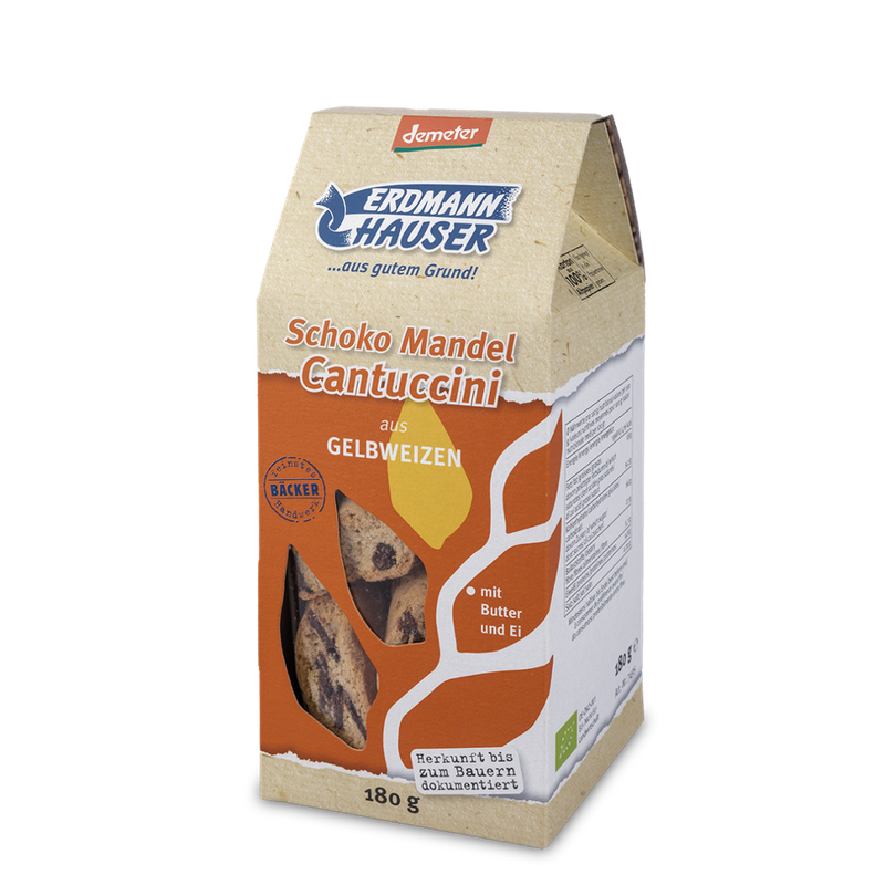 ErdmannHAUSER Getreideprodukte ErdmannHAUSER demeter Schoko Mandel Cantuccini aus Gelbweizen - Produktbild