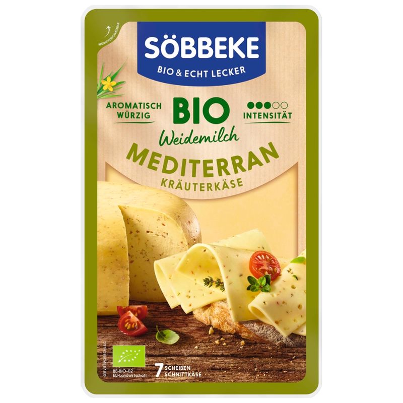 Söbbeke Bio Weidemilch Mediterran Kräuterkäse Scheiben - Produktbild