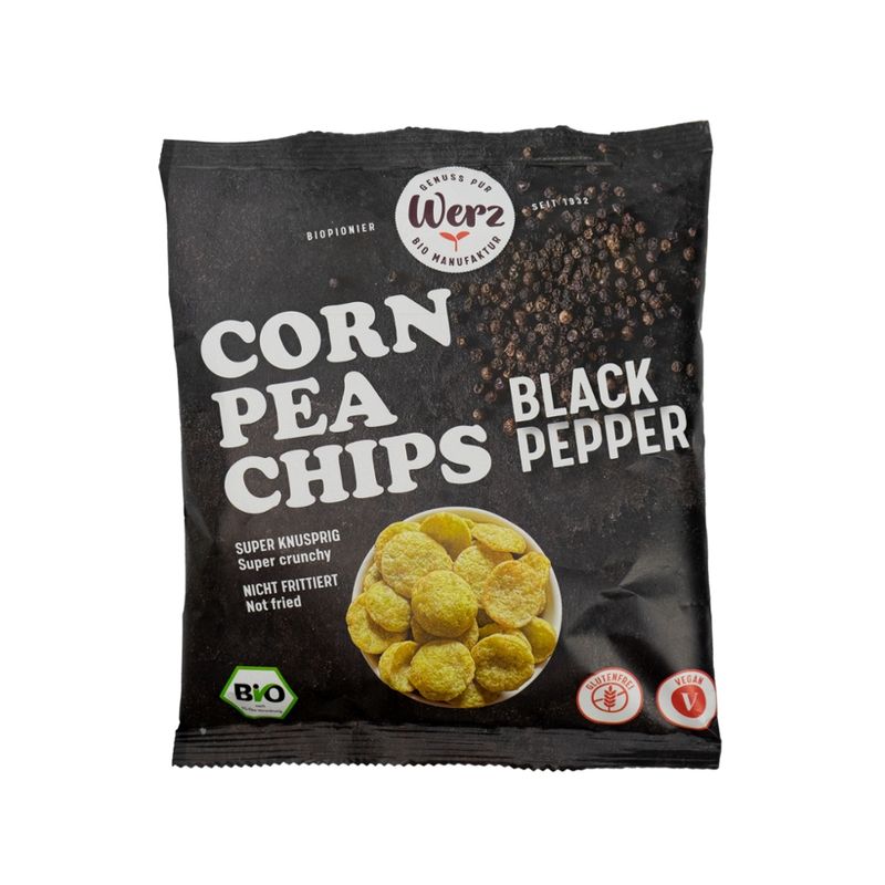 Naturkornmühle Werz Black Pepper CornPea Chips, glutenfrei, 70 g - Produktbild