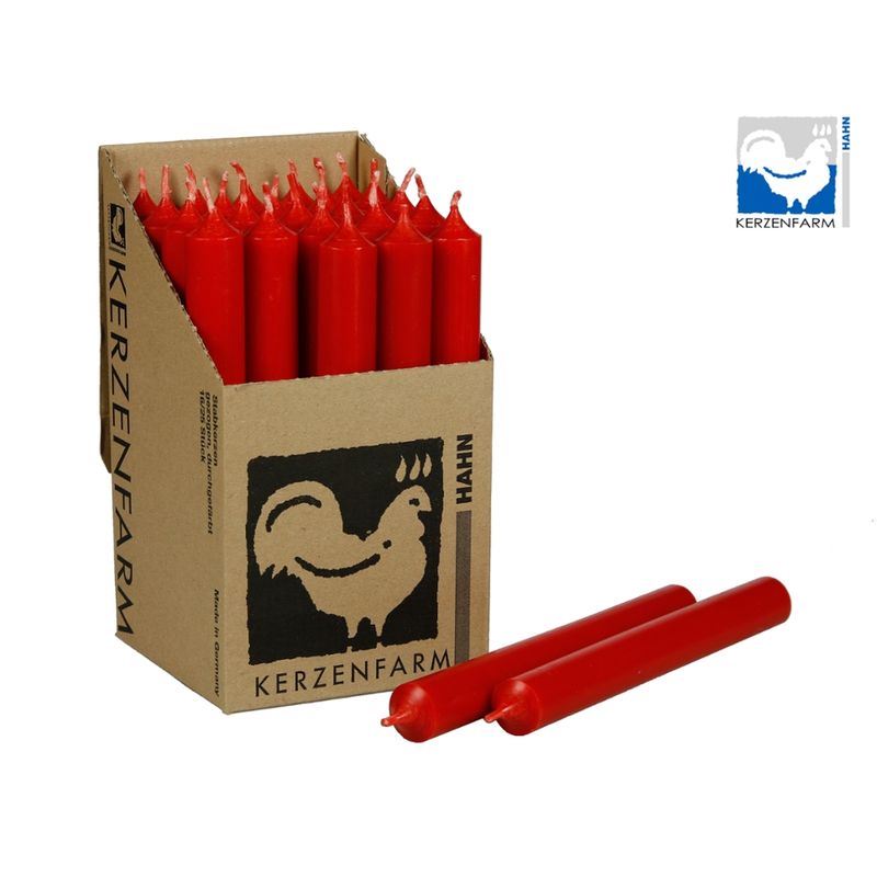 Kerzenfarm Hahn Paraffin Stabkerze, rot, 180x22 mm - Produktbild