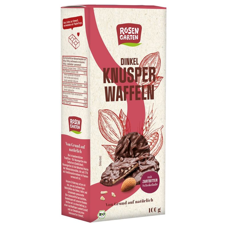 Rosengarten Dinkel-Knusperwaffeln Zartbitter - Produktbild