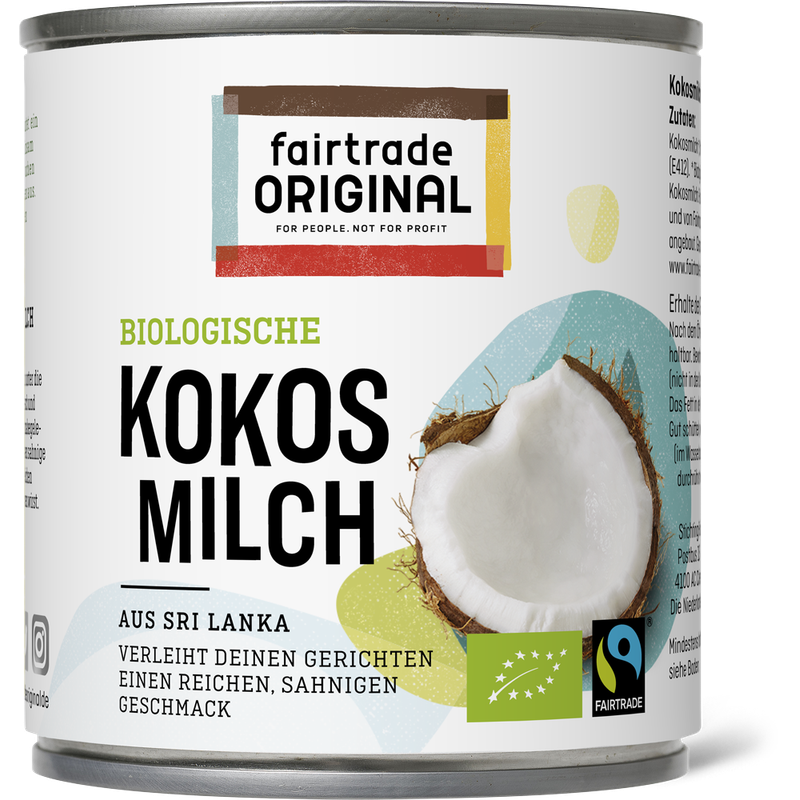 Fairtrade Original Biologische Kokosmilch aus Sri Lanka. Fair gehandelt. 270ml. Verleiht deinen Gerichten einen reichen, sahnigen Geschmack. - Produktbild