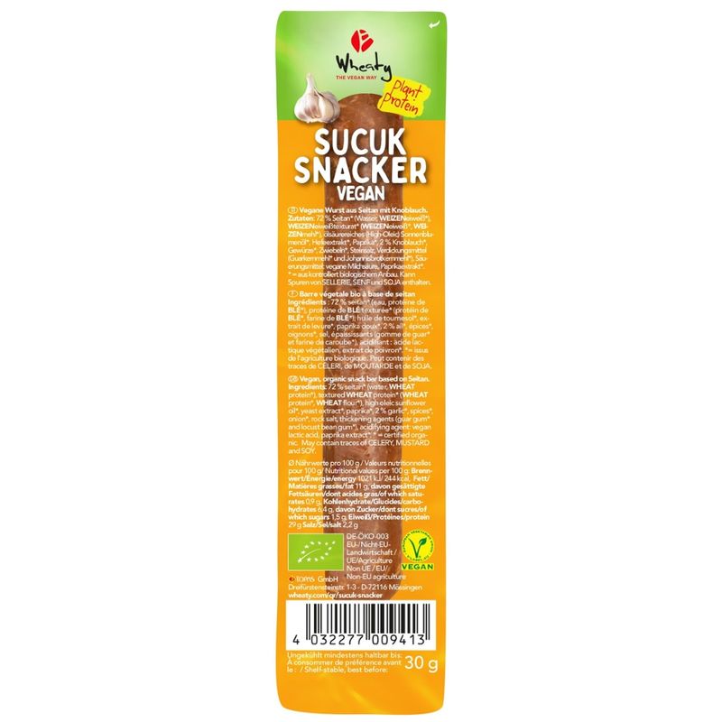 Wheaty Wheaty SUCUK SNACKER VEGAN - Produktbild