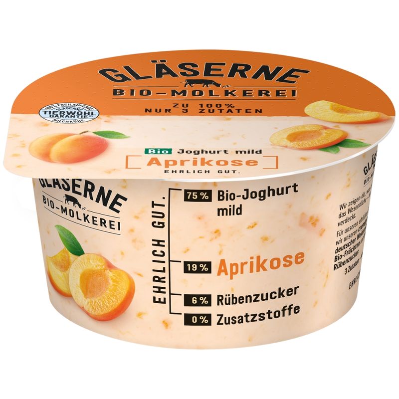 Gläserne Molkerei GM Bio Joghurt Aprikose 150g - Produktbild