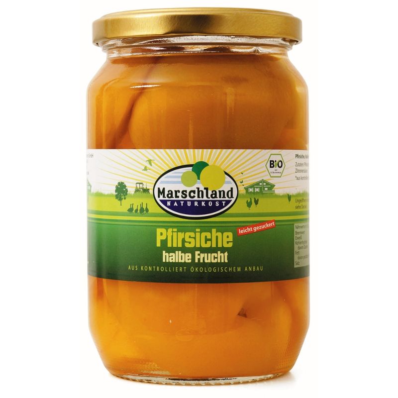 Marschland  Bio-Pfirsiche, halbe Früchte 720 ml Gl. MARSCHLAND - Produktbild