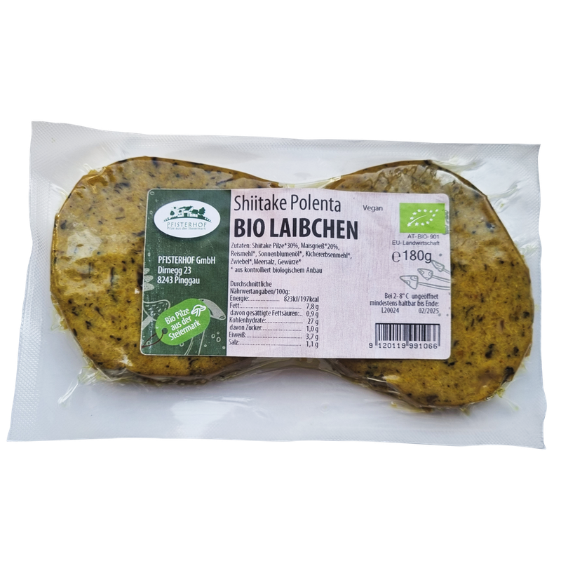 Pfisterhof PFISTERHOF SHIITAKE POLENTA BIO-LAIBCHEN kbA 180g - Produktbild