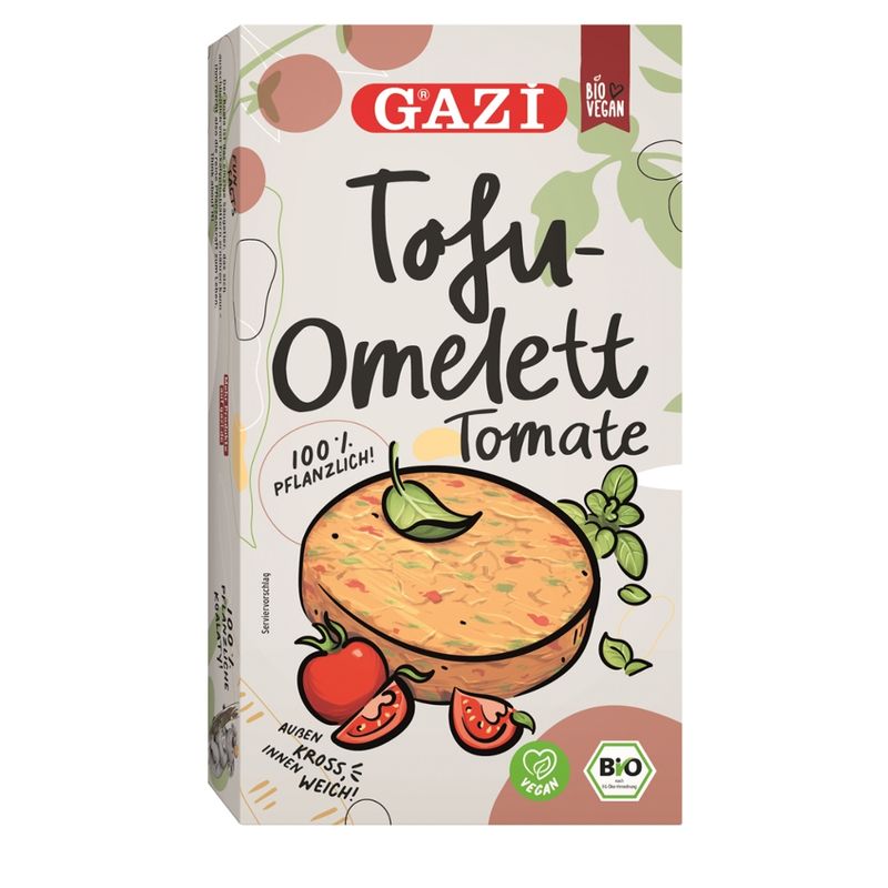 GAZi BIO GAZi VEGAN Bio-Tofu-Omelett Tomate 6x180g - je 2x90g separat verpackt - Produktbild