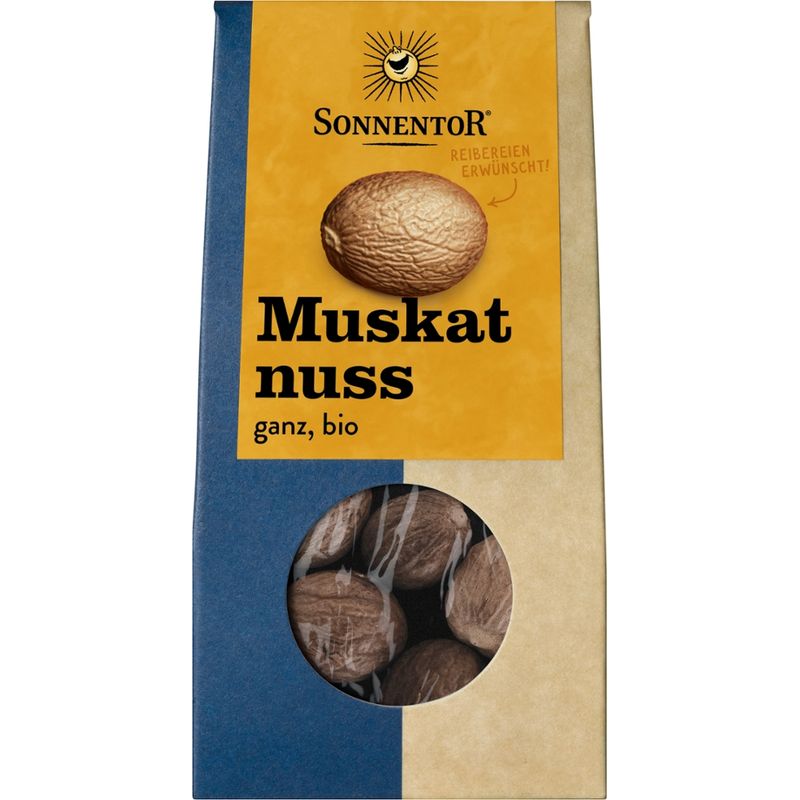 Sonnentor Muskatnuss ganz, Packung - Produktbild