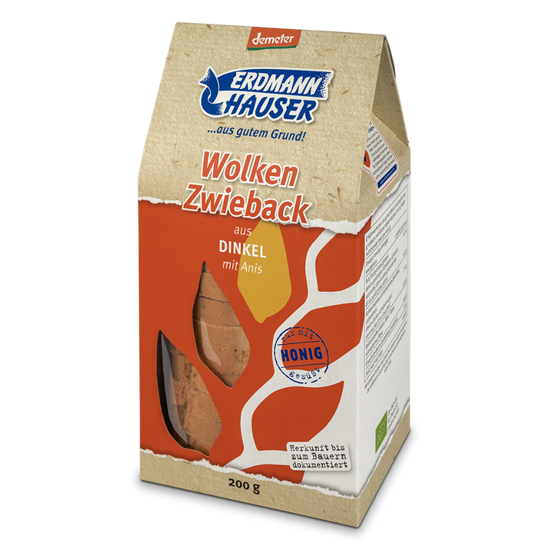 ErdmannHAUSER Getreideprodukte ErdmannHAUSER demeter Wolkenzwieback aus Dinkel mit Anis - Produktbild
