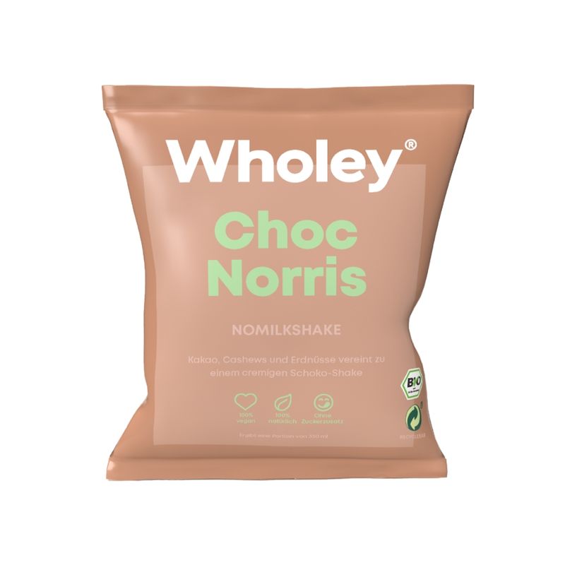Wholey Wholey Choc Norris ready-to-blend Shake aus schockgefrorenen Bio-Zutaten  100 % bio, vegan und glutenfrei - Produktbild