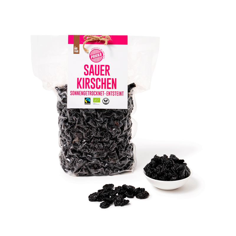 Pakka Sauerkirschen getrocknet, entsteint, Bio & Fairtrade, 1kg - Produktbild