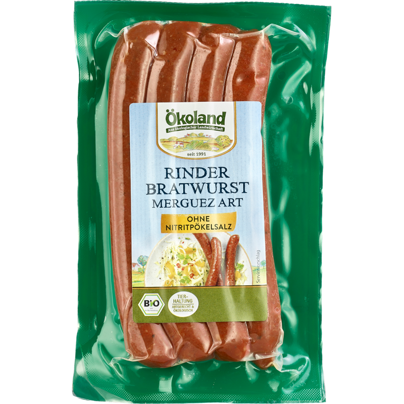ÖKOLAND Rinder-Bratwurst Merguez Art für Grill & Pfanne - Produktbild