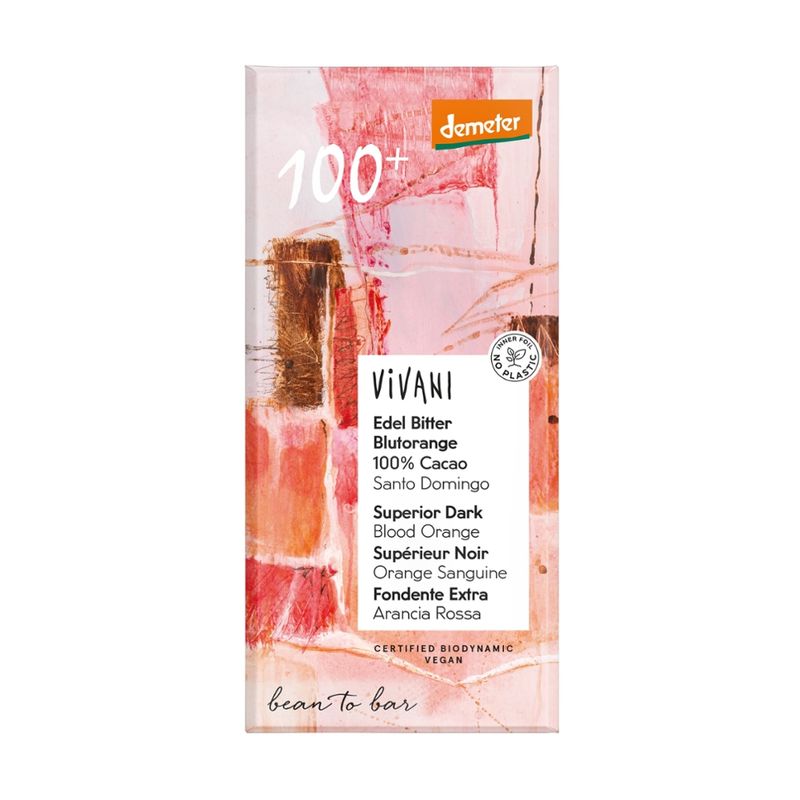 Vivani Edel Bitter Blutorange 100 % Cacao Santo Domingo - Produktbild