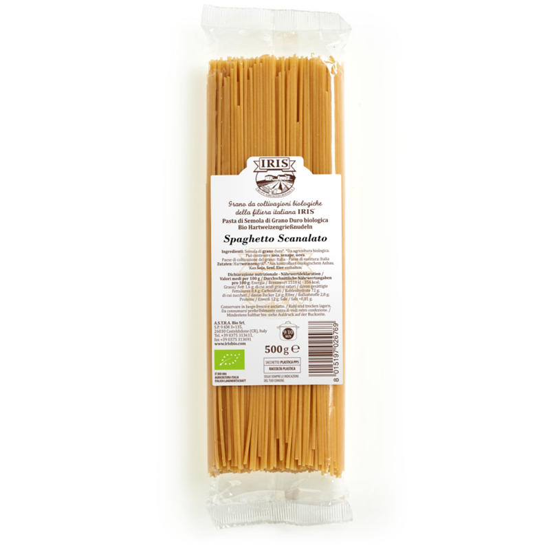 IRIS  Spaghetto scanalato hell 500 g ,(gerillter Spaghetto )  aus IRIS 100% italienischer Landwirtschaftskettekette - Produktbild