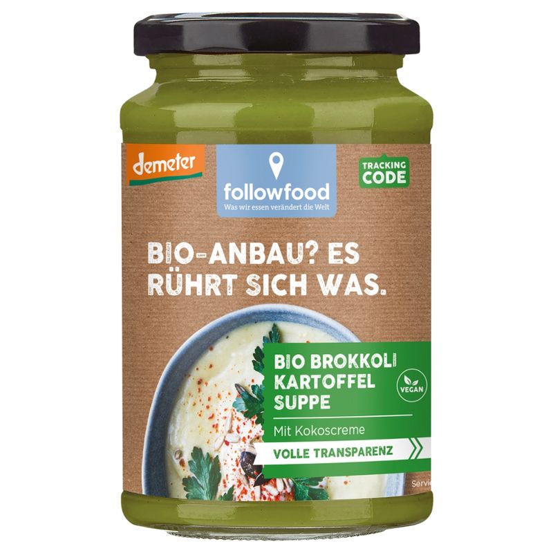 followfood Bio Brokkoli Kartoffel Suppe mit Bio Kokoscreme vegan - Produktbild