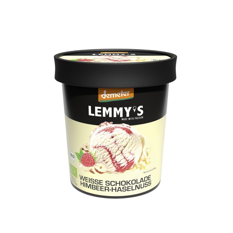 LEMMY'S  Lemmy's Demeter-Eis Weiße Schokolade Himbeer-Haselnuss - Produktbild