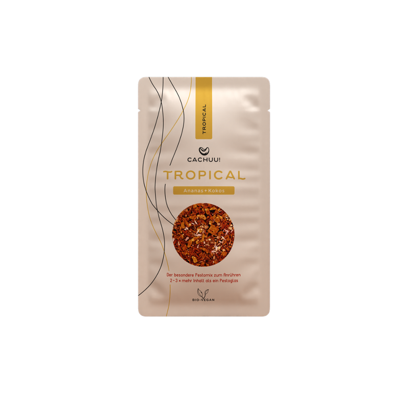 Cachuu! Cachuu! Cashew-Pesto Sommar, Nachjfüllbeutel, 25g, Trockenmischung zum selber Anrühren mit Wasser und Öl, ergibt die 2-3fache Menge, als Pesto, Dip, Marinade, Aufstrich oder Topping - Produktbild