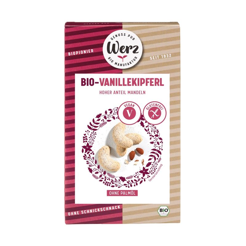 Naturkornmühle Werz Vanille Kipferl, glutenfrei, bio, vegan, ohne Palmfett - Produktbild