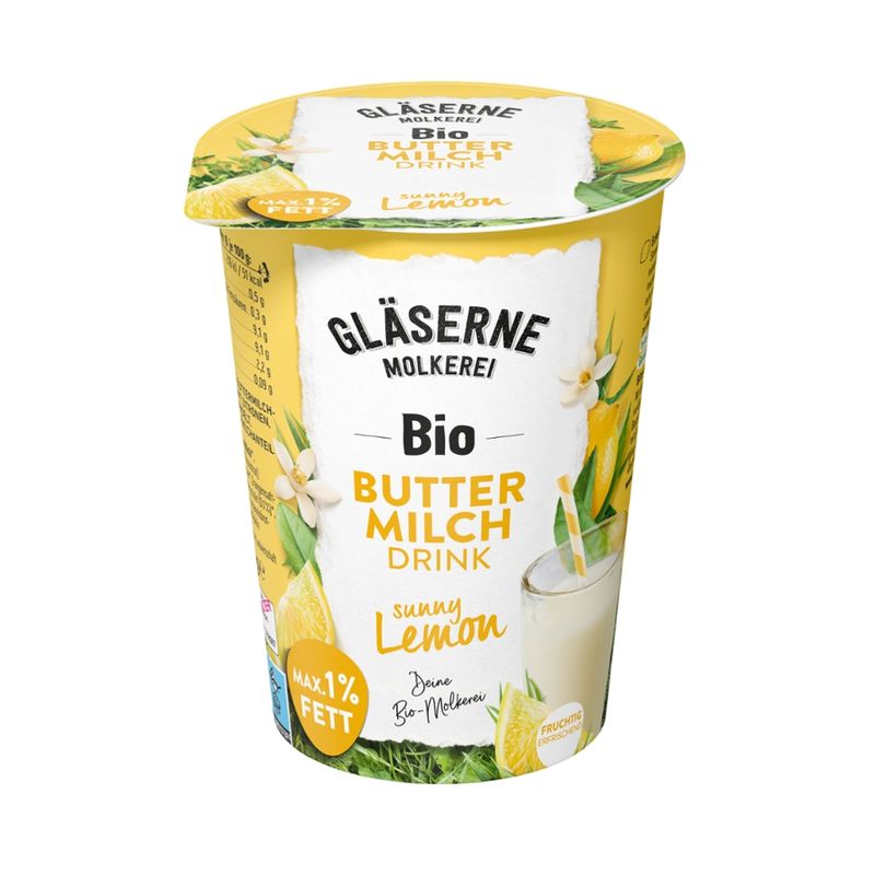 Gläserne Molkerei GM Bio Buttermilch Drink sunny Lemon 500g - Produktbild