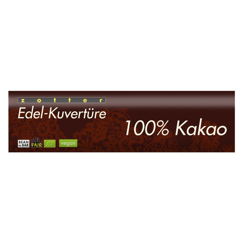 Zotter Schokolade Edel-Kuvertüre 100% Kakao - Produktbild