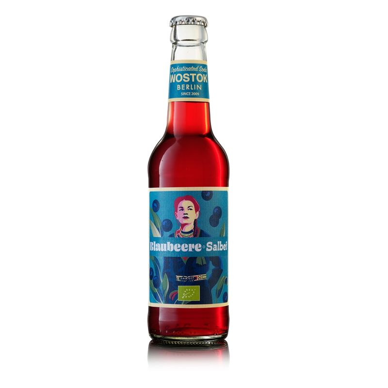 WOSTOK WOSTOK Blaubeere Salbei, Kohlensäurehaltiges Erfrischungsgetränk, 330ml MW/Glas - Produktbild