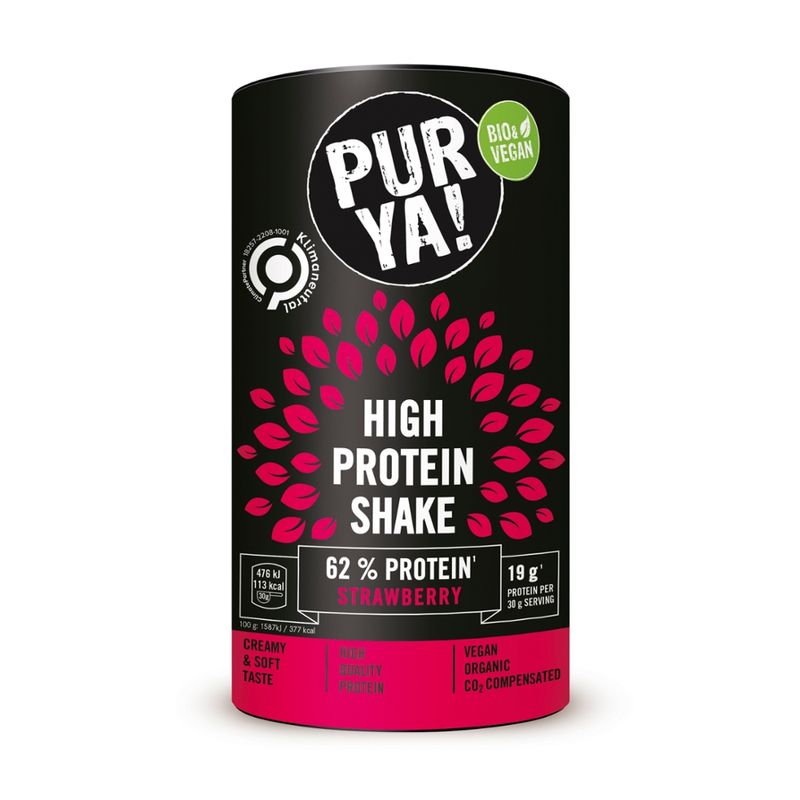 PURYA! High Protein Shake Erdbeere, BIO, 500g - Produktbild
