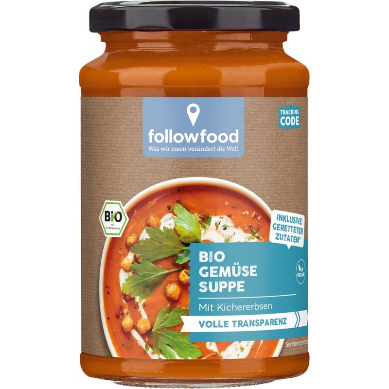 followfood Bio Gemüsesuppe mit Karotten, Kichererbsen und Gewürzen vegan - Produktbild